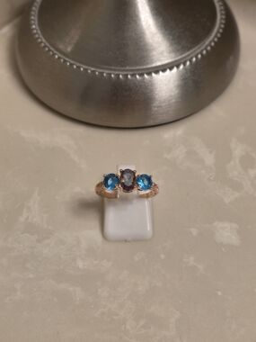 Rose Gold Amethyst and Aquamarine Ring Size 6